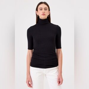 GOLDIE Ribbed Half Sleeve Turtleneck Top Black Size XS